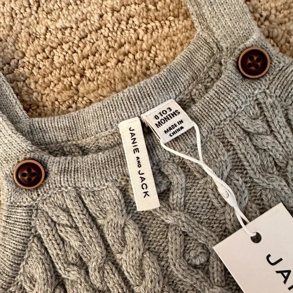 Janie and Jack stormy heather gray baby sweater overall - Picture 7 of 7